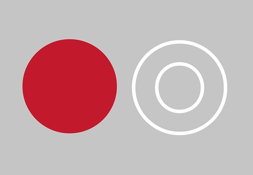 Grafik eines Punktes rot und outline